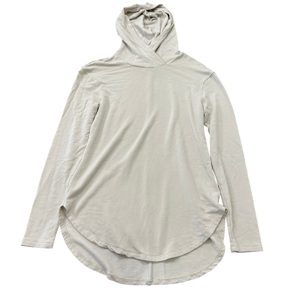 Daily Ritual Womens Beige Pullover Hoodie High-Low Hem‎ Long Sleeve Top XS